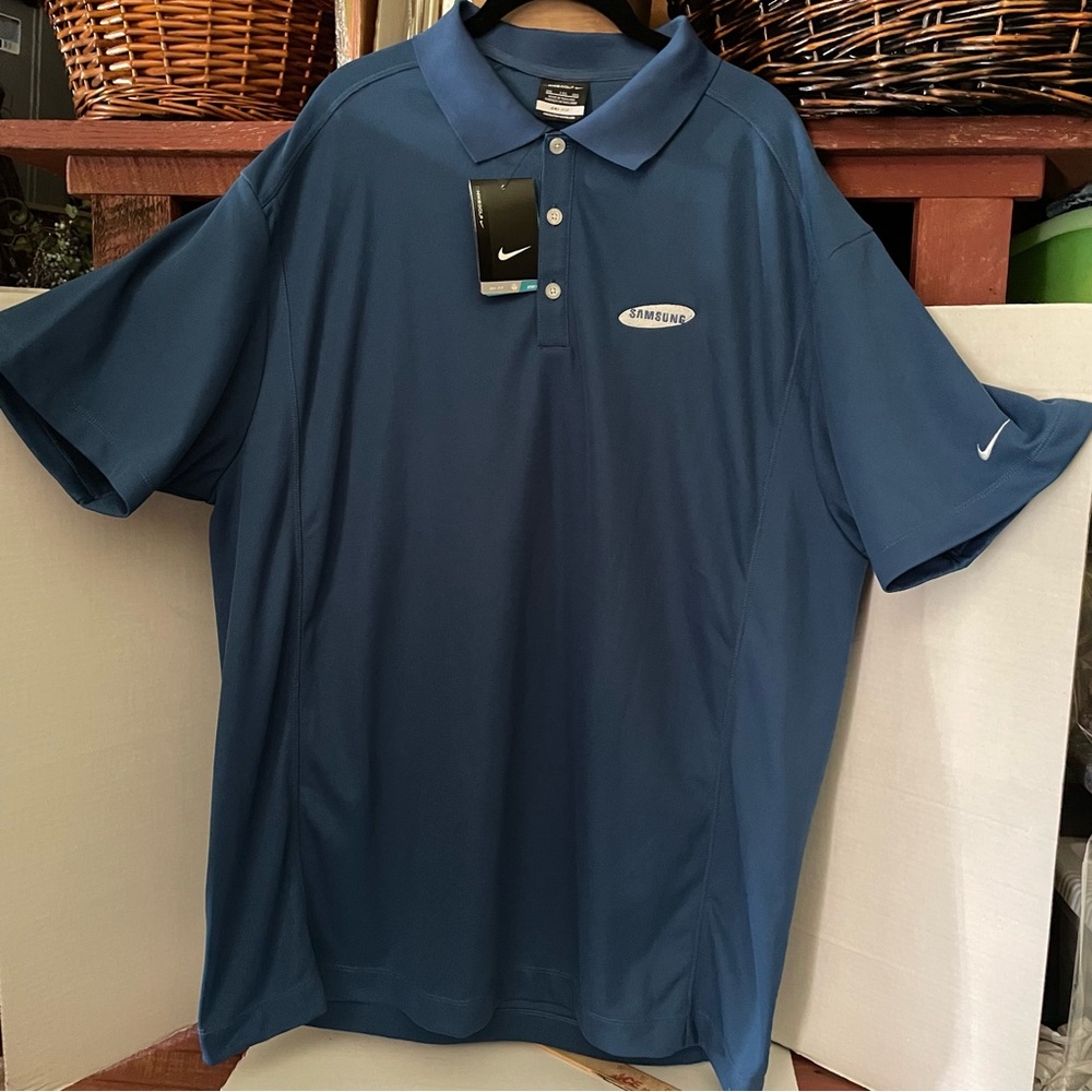 Nike Blue Dri-Fit Polo Shirt Classic Design, peacock blue, XXL New w/tags